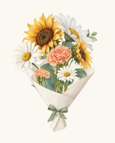 Birthday Meadow watercolor bouquet