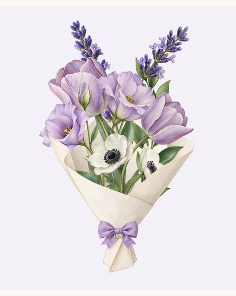 Moonlit Lilac watercolor bouquet