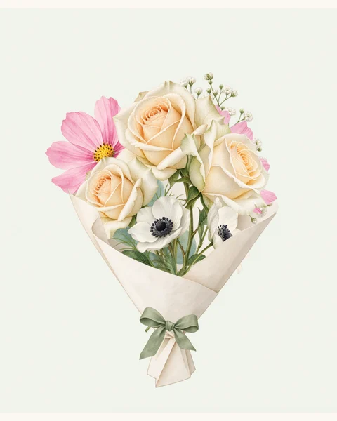 Quiet Thanks watercolor bouquet